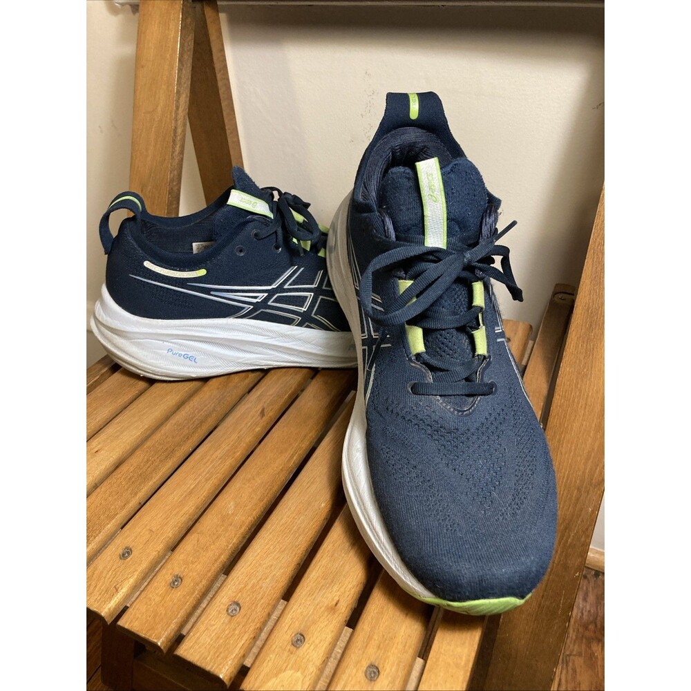 Men's Asics Gel Nimbus 26 size 12 Blue & White Sneakers Running Hybrid AsicGrip